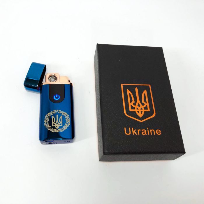 Электрическая и газовая зажигалка Украина с USB-зарядкой HL-435, зажигалки с зарядкой от usb. Цвет: синий