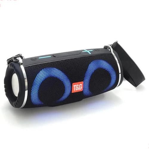 Портативная колонка TG642 с RGB подсветкой и ремешком, аккумуляторная колонка для музыки. Цвет: черный