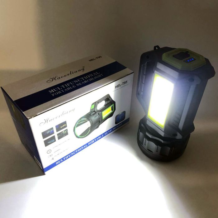Фонарь переносной кемпинг T95-LED+COB с функцией PowerBank, повербанк, солнечная батарея