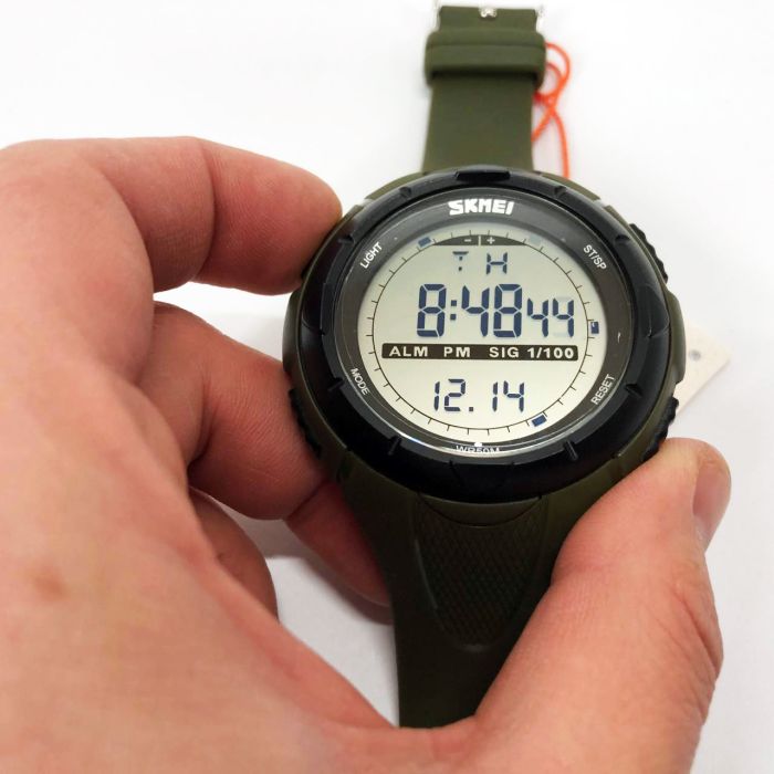 Мужские часы Skmei 1025AG ARMY GREEN, армейские часы противоударные. Цвет: зеленый