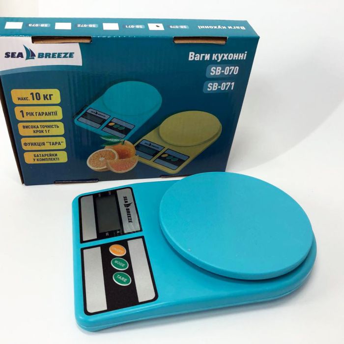 Весы кухонные SeaBreeze SB-070, Электрические кухонные весы, Точные кухонные весы. Цвет: голубой