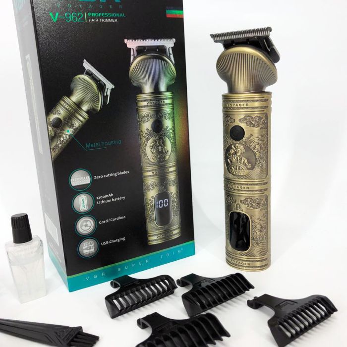Аккумуляторная машинка для стрижки волос VGR V-962 триммер для бороды и усов с насадками 1-7 мм