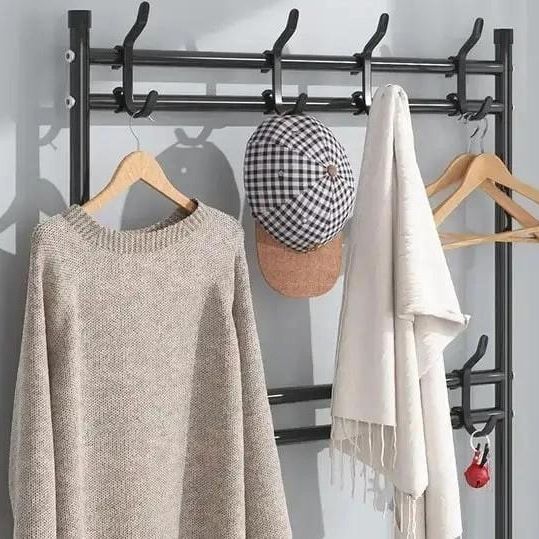 Вешалка для одежды в прихожую New simple floor clothes rack с полками для обуви металл