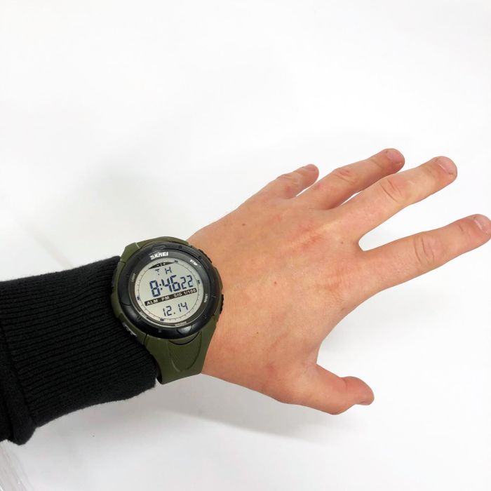 Мужские часы Skmei 1025AG ARMY GREEN, армейские часы противоударные. Цвет: зеленый