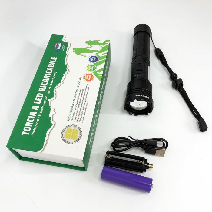 Фонарь ручной WH01-L2-COB power bank, Фонарик светодиодный ручной аккумуляторный портативный