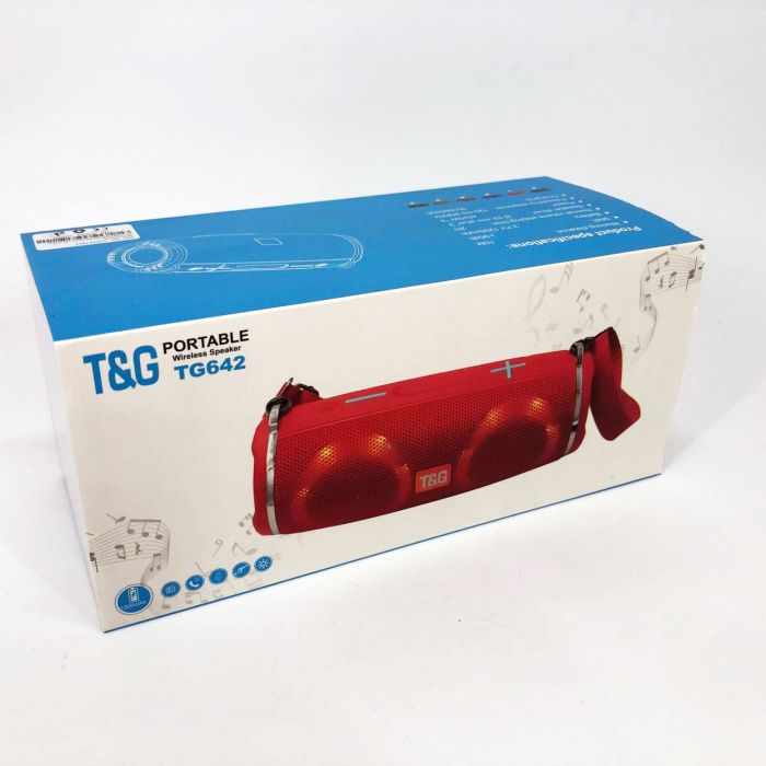 Портативная колонка TG642 с RGB подсветкой и ремешком, портативная блютус колонка. Цвет: красный