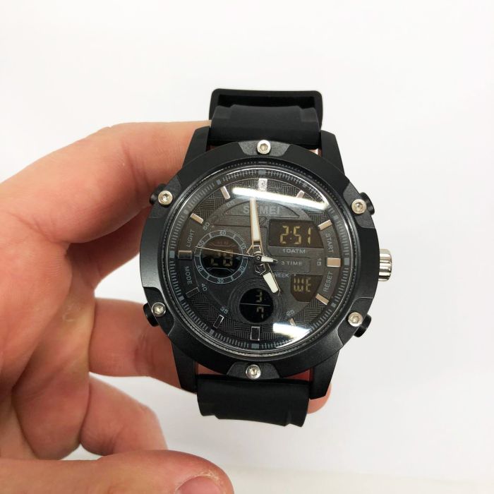 Часы наручные мужские SKMEI 1757BKBK BLACK-BLACK, часы наручные электронные тактические. Цвет: черный