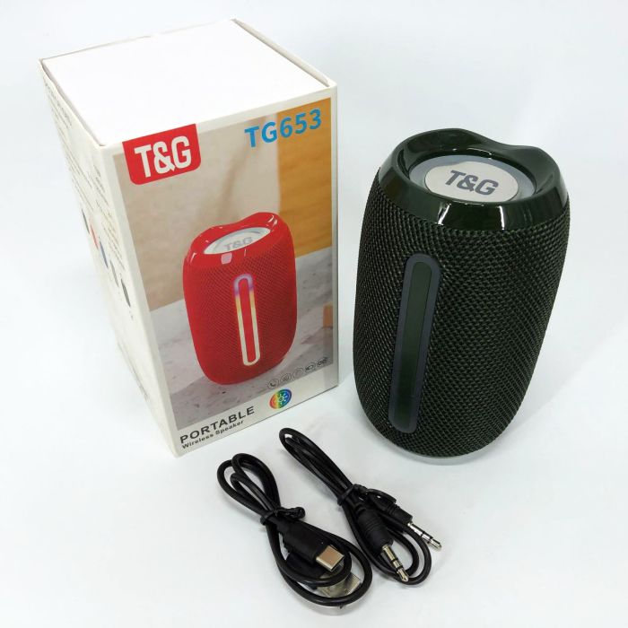 Портативная Bluetooth-колонка TG653 USB с ремешком беспроводная колонка портативная мощная. Цвет: зеленый