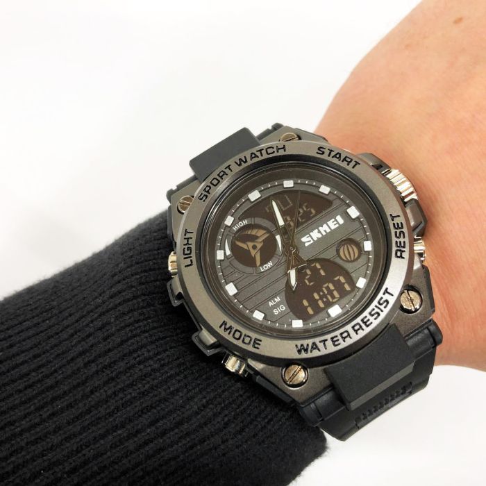 Часы наручные мужские SKMEI 2031BK BLACK, мужские тактические часы, противоударные часы. Цвет: черный