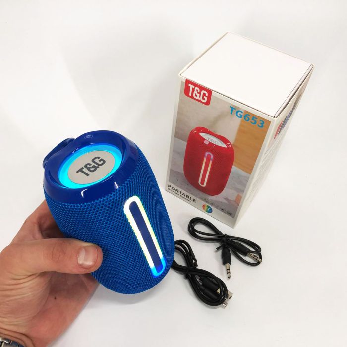 Портативная Bluetooth-колонка TG653 USB с ремешком, Беспроводная колонка портативная мощная. Цвет: синий