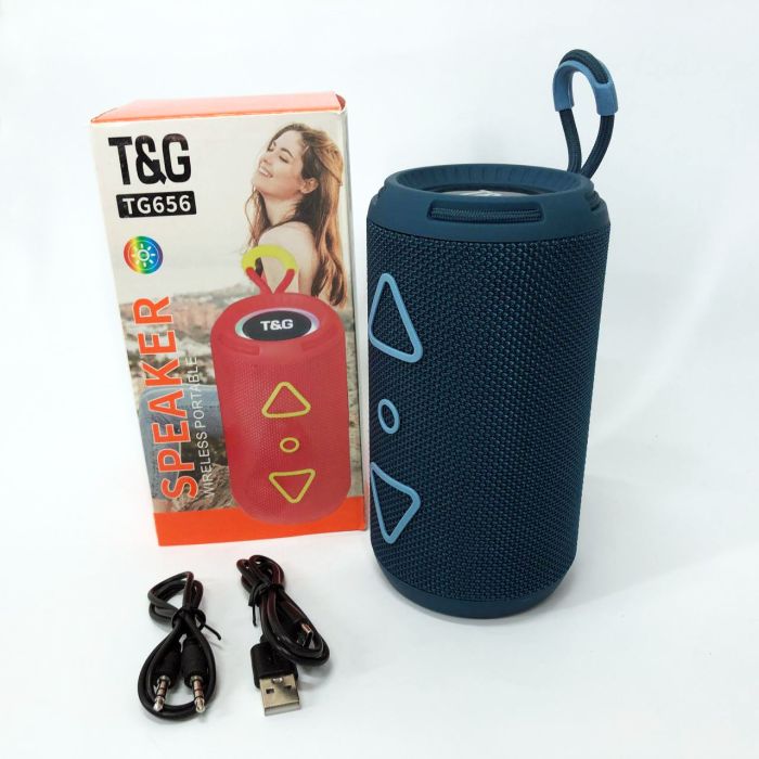 Bluetooth колонка портативная TG656 FM-радио, мощная переносная акустическая колонка. Цвет: синий