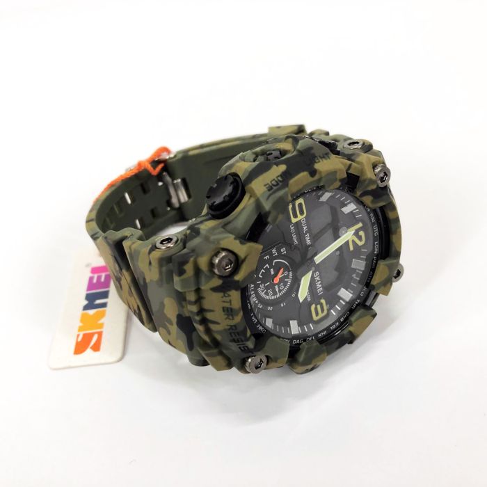 Часы наручные мужские SKMEI 1965CMGN CAMO GREEN, военные мужские наручные часы зеленые. Цвет: камуфляж