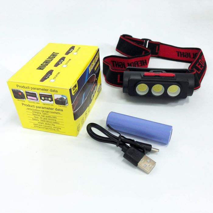 Фонарь налобный PLD-2119B-XPE+2COB(white+red), Фонарь на голову для рыбалки, Водонепроницаемый фонарик