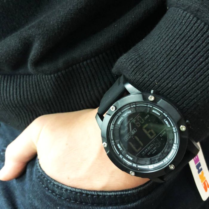 Часы наручные мужские SKMEI 1762BK BLACK, Мужские армейские водостойкие тактические часы. Цвет: черный