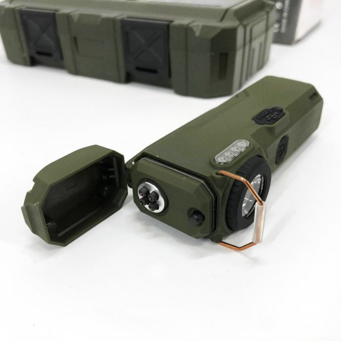 Фонарик-зажигалка армейская MULTIFUNCTIONAL D51-COB, Зажигалка на подарок в упаковке. Цвет: зеленый