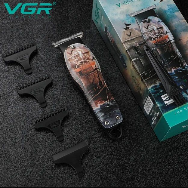 Профессиональный триммер для стрижки волос и бороды VGR V-953 с насадками, окантовочная машинка