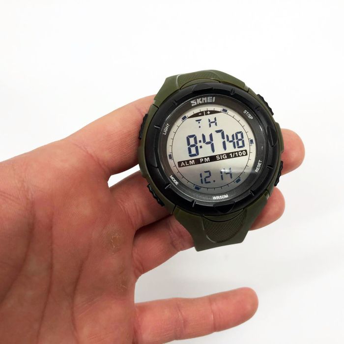 Мужские часы Skmei 1025AG ARMY GREEN, армейские часы противоударные. Цвет: зеленый