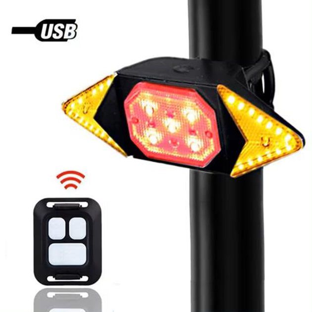 Велофонарь LY-6700 с указанием поворотов (red+yellow+blue), waterproof, Мигающий велофонарь