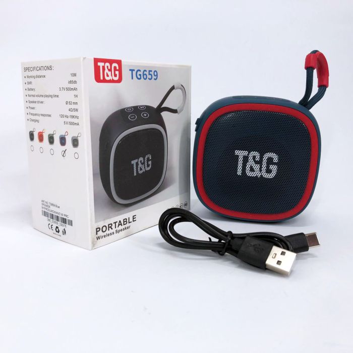 Портативная Bluetooth-колонка TG659 с ремешком, Блютуз колонка с подсветкой. Цвет: синий