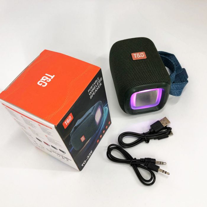 Портативная Bluetooth колонка TG339 5W с RGB подсветкой, аккумуляторная колонка для музыки. Цвет: зеленый