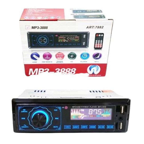 Автомагнитола MP3 3888 ISO 1DIN FM тюнер 4х50W сенсорный дисплей черный, Блютуз bluetooth магнитола