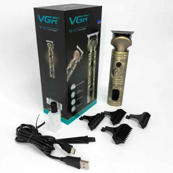 Аккумуляторная машинка для стрижки волос VGR V-962 триммер для бороды и усов с насадками 1-7 мм