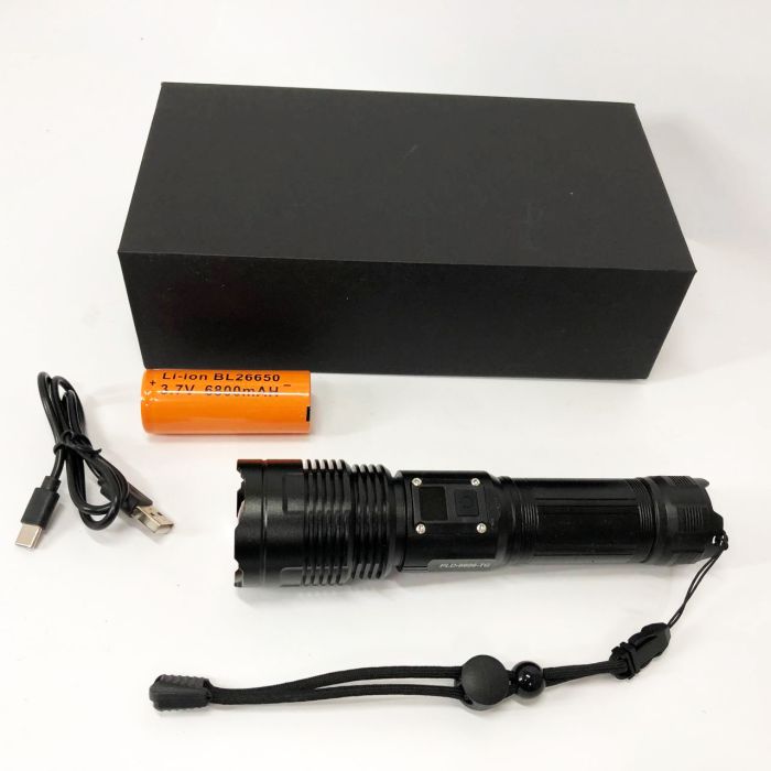 Ручной фонарик PLD-6606 White Laser LED PM50-TG, работает от аккумулятора, сверхмощный фонарик