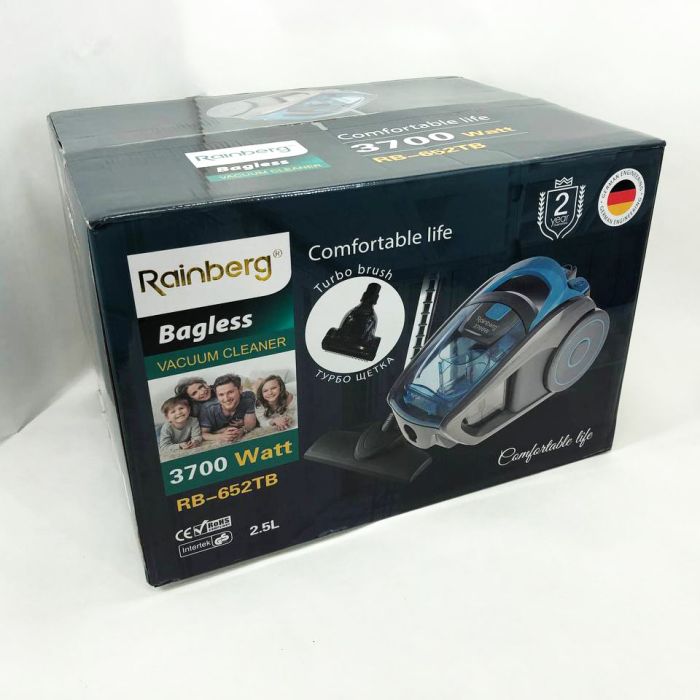 Пылесос контейнерный Rainberg RB-652 турбощётка 3700 Вт 2,5 л, мощный вертикальный пылесос