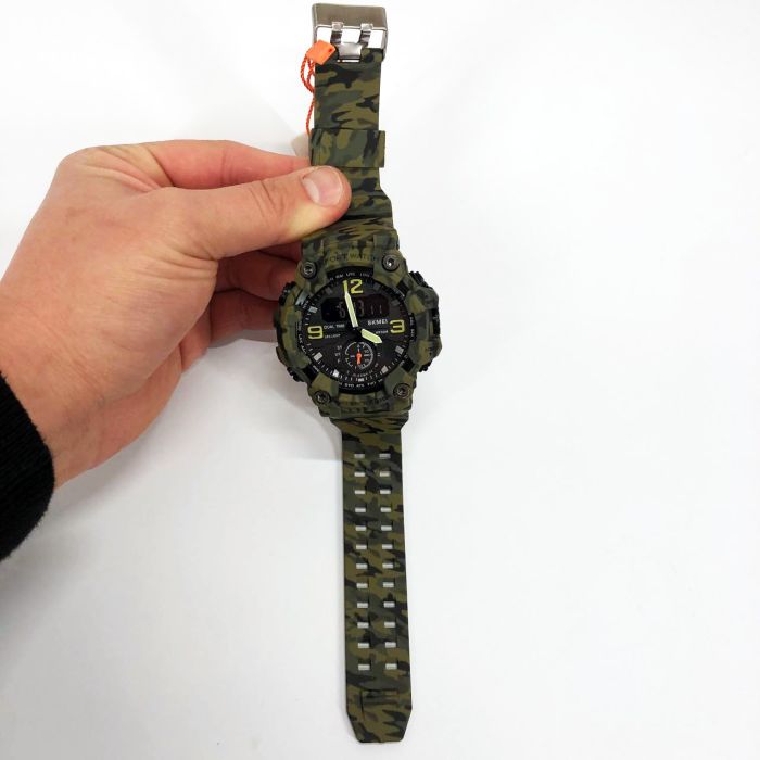 Часы наручные мужские SKMEI 1965CMGN CAMO GREEN, военные мужские наручные часы зеленые. Цвет: камуфляж