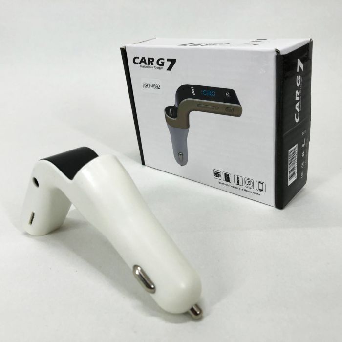 Модулятор FM MOD G7 Bluetooth, Блютуз модулятор в машину, Фм модулятор блютуз в машину. Цвет: белый