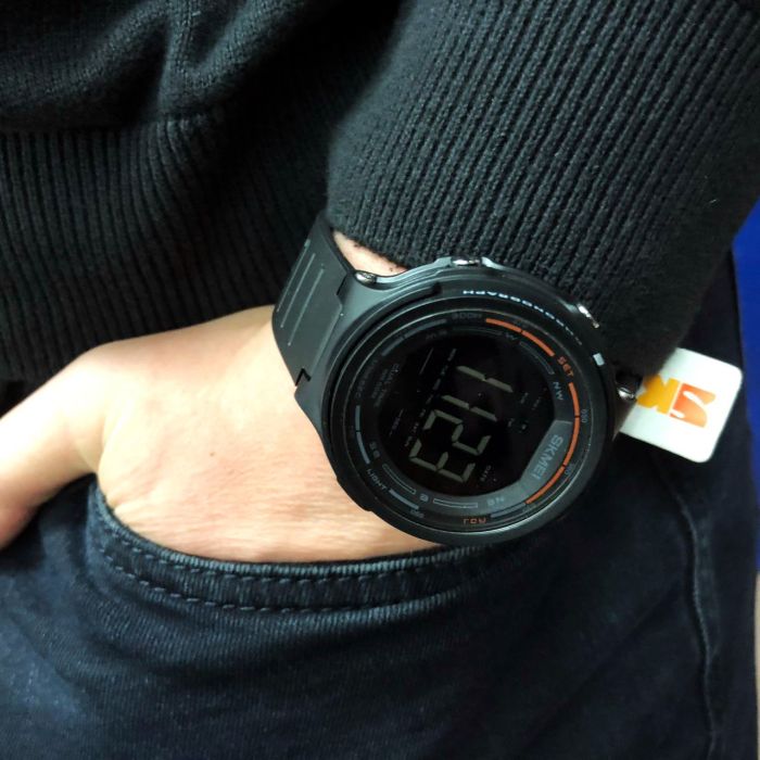 Часы наручные мужские SKMEI 1841BK BLACK, для военнослужащих, тактические противоударные. Цвет: черный
