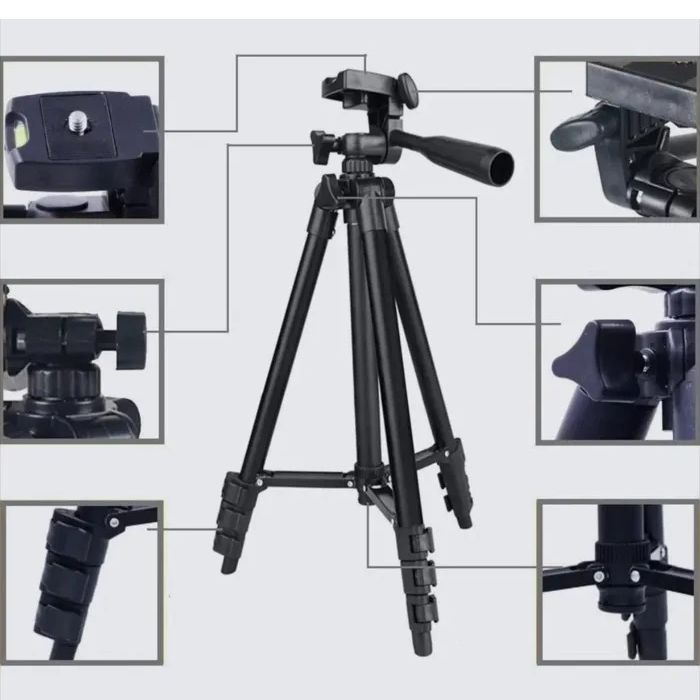 Штатив для телефона и фотоаппарата Tripod 3120 PRO портативный трипод 0,35-1.02м высота. Цвет: черный