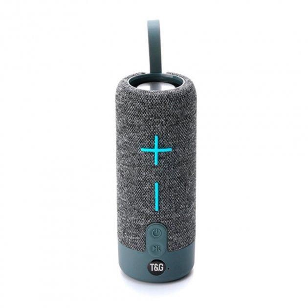 Портативная Bluetooth колонка TG619C FM-радио USB/TF с ремешком, Блютуз колонка с подсветкой. Цвет: серый
