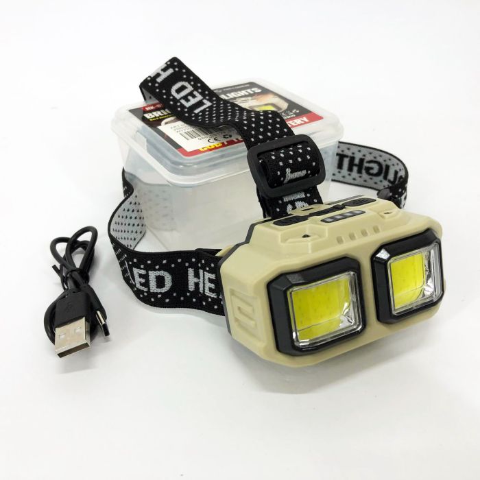 Фонарь налобный аккумуляторный Bailong HX-816S 2COB(white+red) с сенсорным датчиком влагозащита