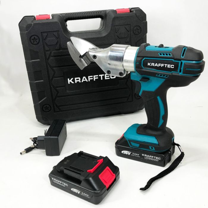 Аккумуляторные ножницы по металлу в кейсе Krafftec DJS130R, 2 акб 36V/5AP