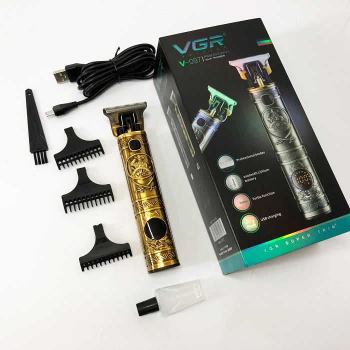 Машинка для стрижки волос и бороды VGR V-097, Подстригательная Окантовочная машинка. Цвет: золотой