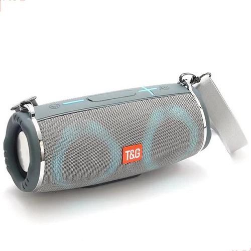 Портативная колонка TG642 с RGB подсветкой и ремешком, портативная колонка с Bluetooth. Цвет: серый