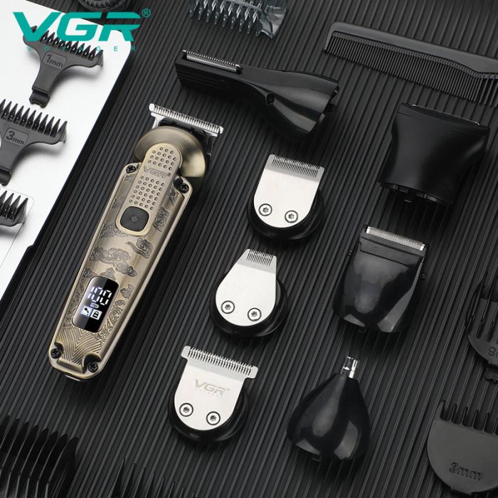 Набор для стрижки VGR 8 в 1 V-103, 19 насадок, Машинка для стрижки для дома, Машинка для стрижки мужская