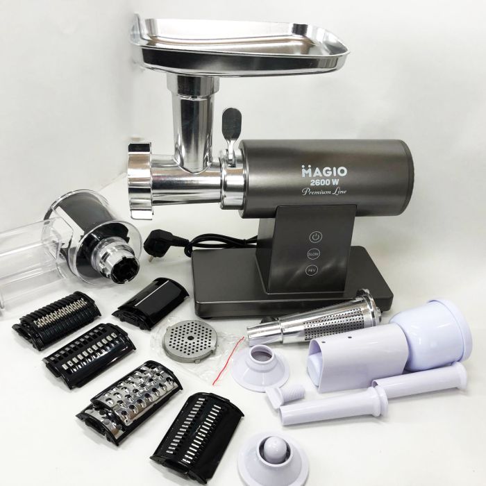 Мясорубка MAGIO MG-271 Premium Line, Электрическая мясорубка с насадками, Электромясорубка для шинковки