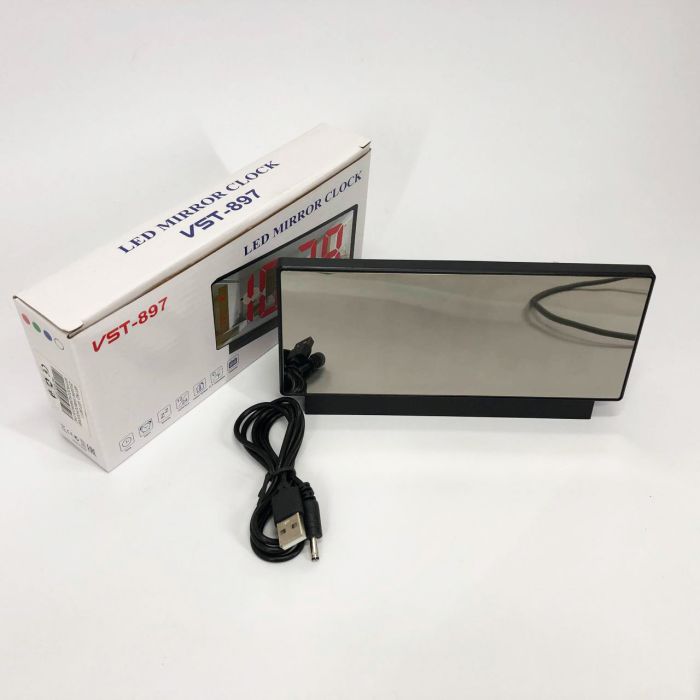 Часы сетевые настольные VST-897-1 (красная подсветка, температура, от USB кабеля), Настольные LED часы