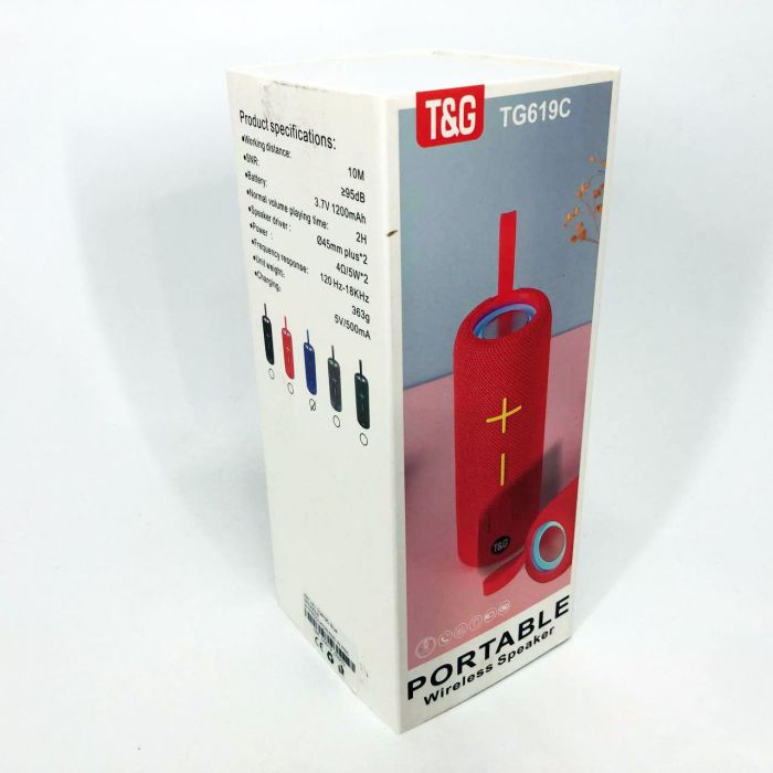 Портативная Bluetooth колонка TG619C FM-радио USB/TF с ремешком, блютуз колонка с подсветкой. Цвет: синий