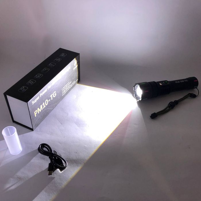 Фонарь ручной аккумуляторный PLD-509 power bank, Фонарик тактический аккумуляторный ручной, яркий фонарик