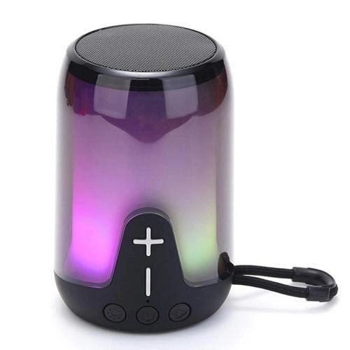 Портативная колонка TG652 5W с RGB подсветкой и ремешком, аккумуляторная колонка для музыки. Цвет: черный