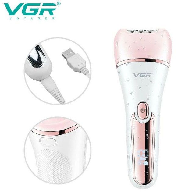 Эпилятор для лица и тела 6в1, от USB VGR V-733 / Женский эпилятор для удаления волос. Цвет: розовый