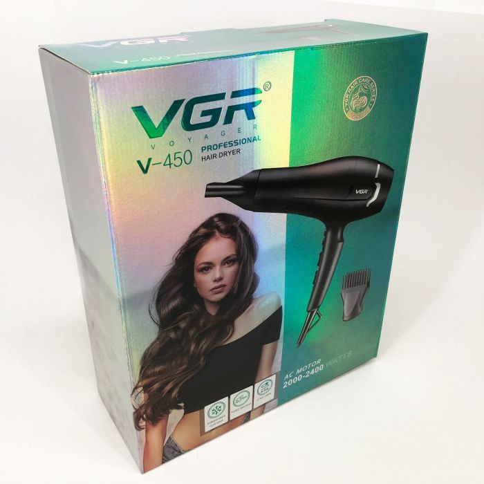 Профессиональный фен VGR V-450 для сушки укладки волос 2400 Вт режим Turbo, Воздушный стайлер для волос