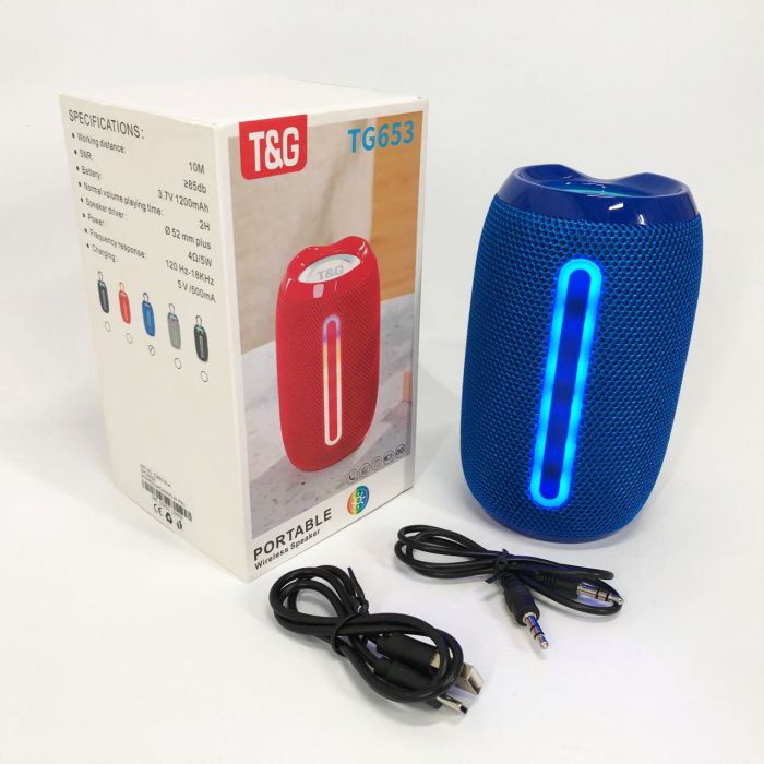 Портативная Bluetooth-колонка TG653 USB с ремешком, Беспроводная колонка портативная мощная. Цвет: синий