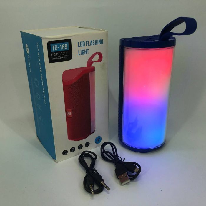 Портативная Bluetooth колонка TG169 с разноцветной подсветкой FM-радио 5Wx2. Цвет: синий