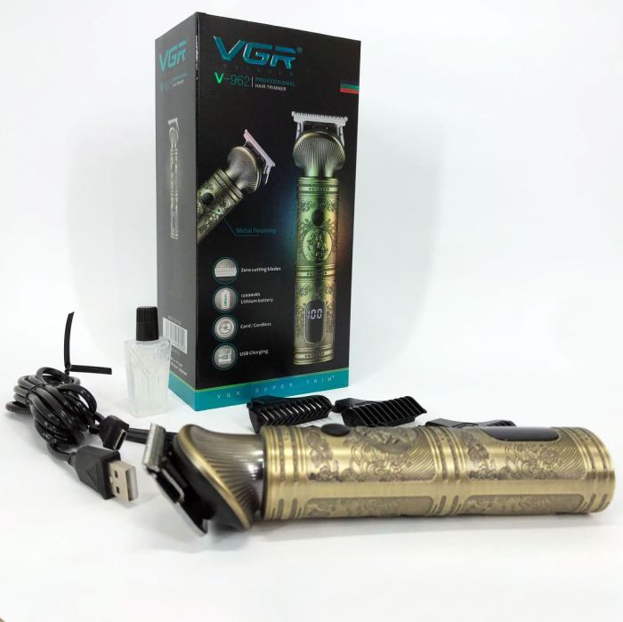 Аккумуляторная машинка для стрижки волос VGR V-962 триммер для бороды и усов с насадками 1-7 мм