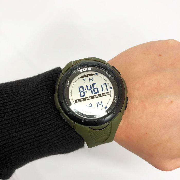 Мужские часы Skmei 1025AG ARMY GREEN, армейские часы противоударные. Цвет: зеленый