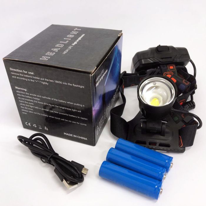 Фонарь налобный X-Balong XQ-219-HP50 аккумуляторный LED zoom с функцией Power Bank 3 режима работы